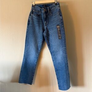 J. Crew Curvy Essential Straight Jeans Size 25 Tall NWT Raw Hem High Rise Preppy